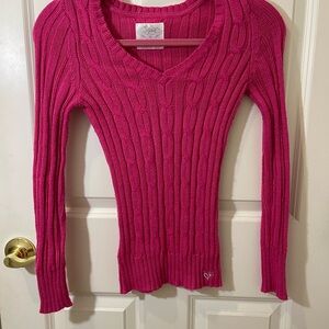 Justice Girls Hot Pink Cable Knit Sweater
